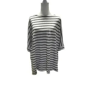 Chicos Size 3/Large Black And White Shirt Sleeve Shirt